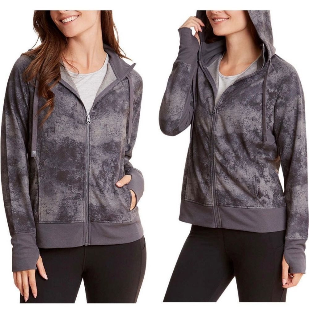 Danskin Ladies Full Zip Jacket Color Grey Marble Grey
